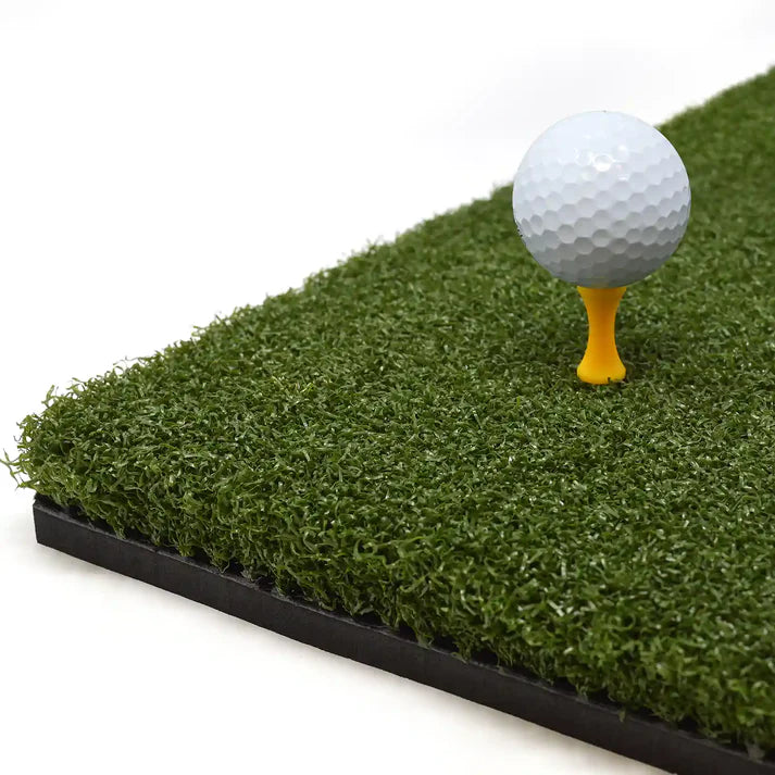 Premium tee turf golf hitting mat with integrated tee positions for home golf simulators