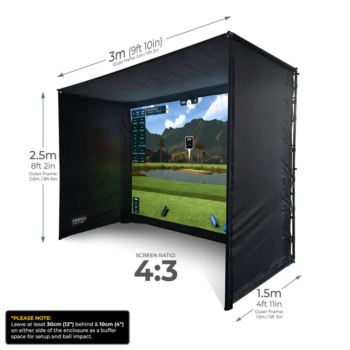 SimSpace SIM 2 golf simulator enclosure room dimensions diagram