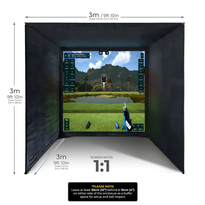SimSpace SIM 5 golf simulator enclosure room dimensions and minimum space requirements