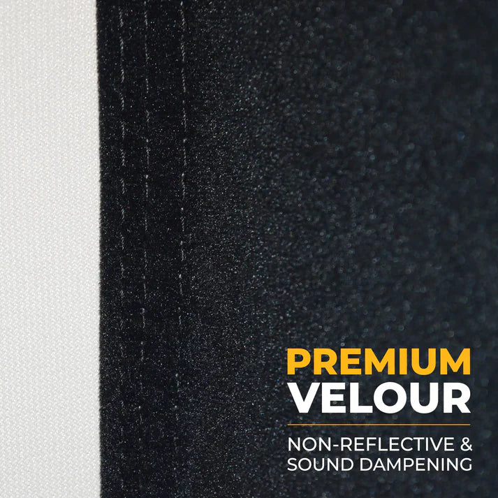 Premium velour finish on SimSpace golf simulator enclosure for a professional look