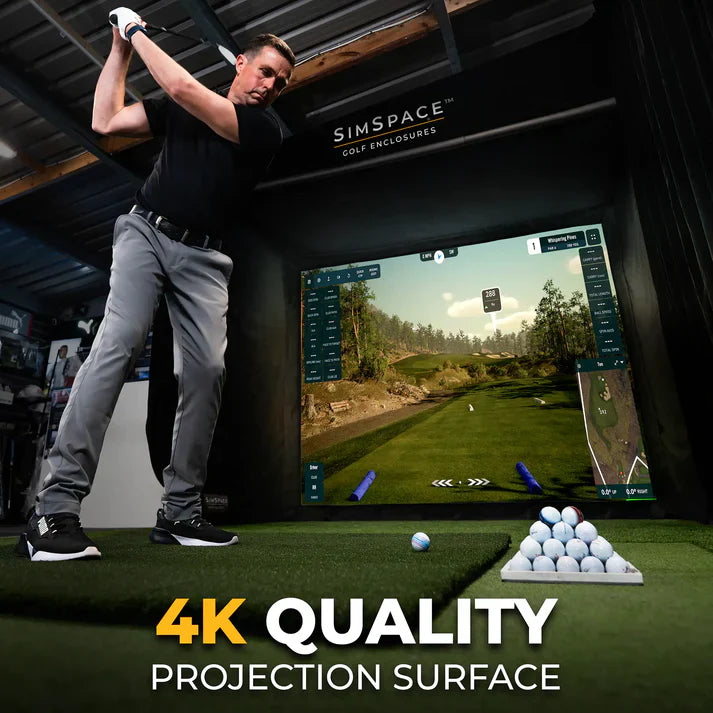 Home golf simulator setup showing E6 Connect Complete Guide for Home Golf  — UK guide