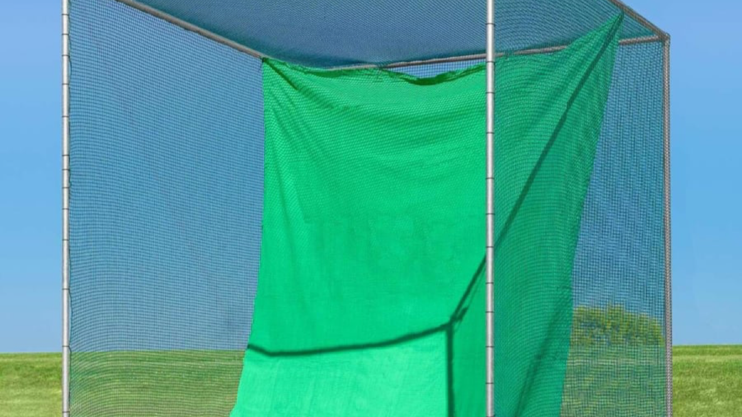 Professional heavy-duty steel golf practice cage with archery-grade impact panel