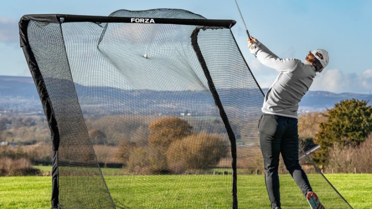 FORZA pro golf practice net set up outdoors for a UK brand comparison