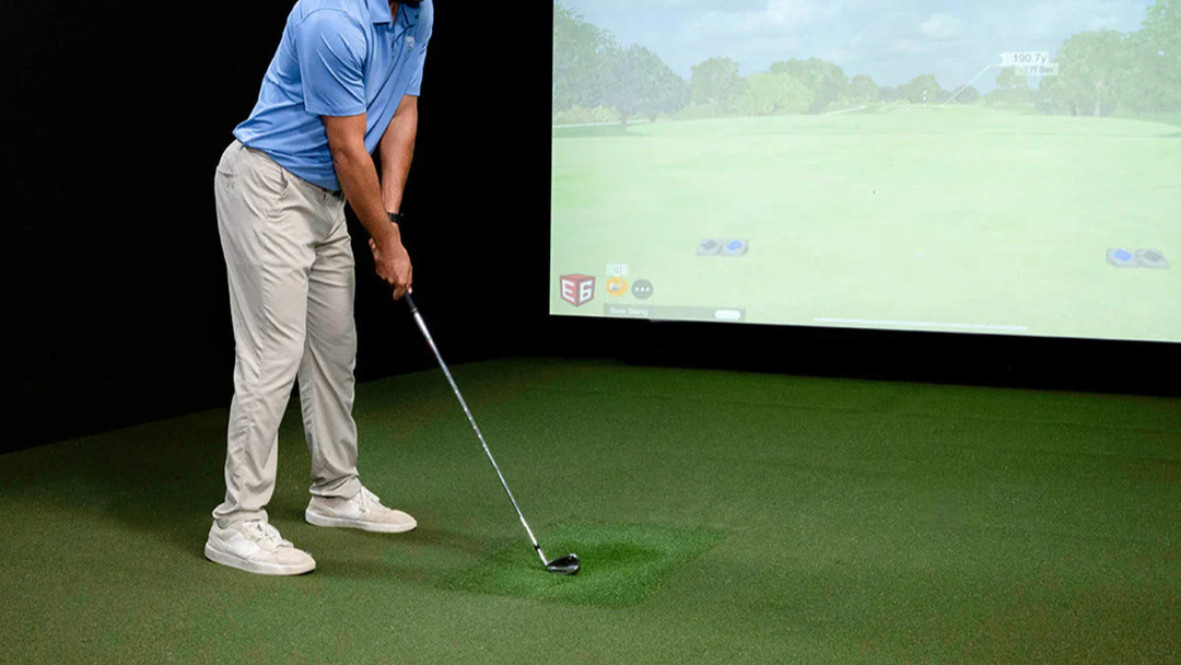 FlightScope Mevo Gen2 launch monitor used with a home golf practice setup