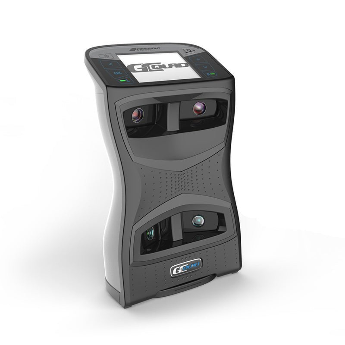 Foresight GCQuad launch monitor unit used in ceiling-style sim rooms