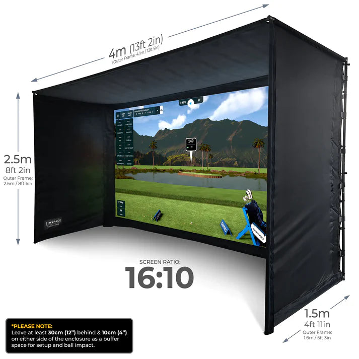 SimSpace SIM 4 golf simulator enclosure room dimensions for medium-sized rooms