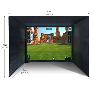 SimSpace SIM 6 golf simulator enclosure room dimensions diagram showing width, depth and height