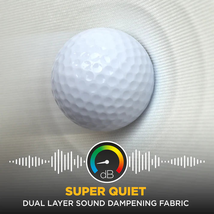 Platinum impact screen sound-dampening feature for quieter golf simulator sessions