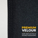 Premium velour finish on SimSpace golf simulator enclosure for a professional look