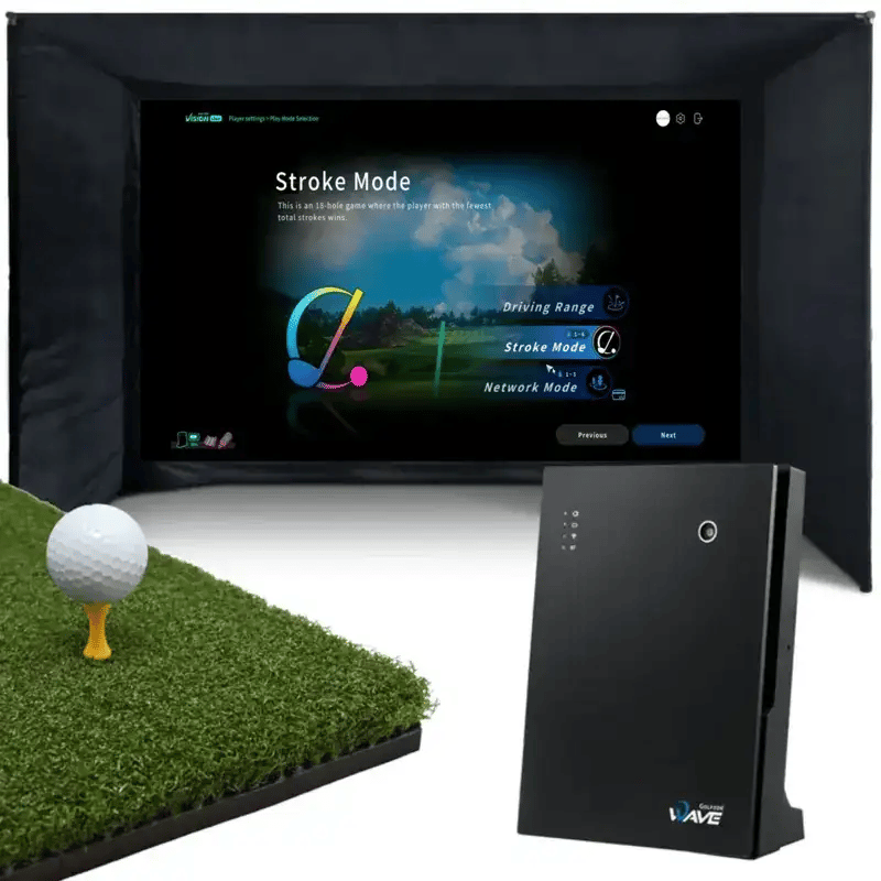 Golfzon WAVE launch monitor with SimSpace golf simulator enclosure complete bundle
