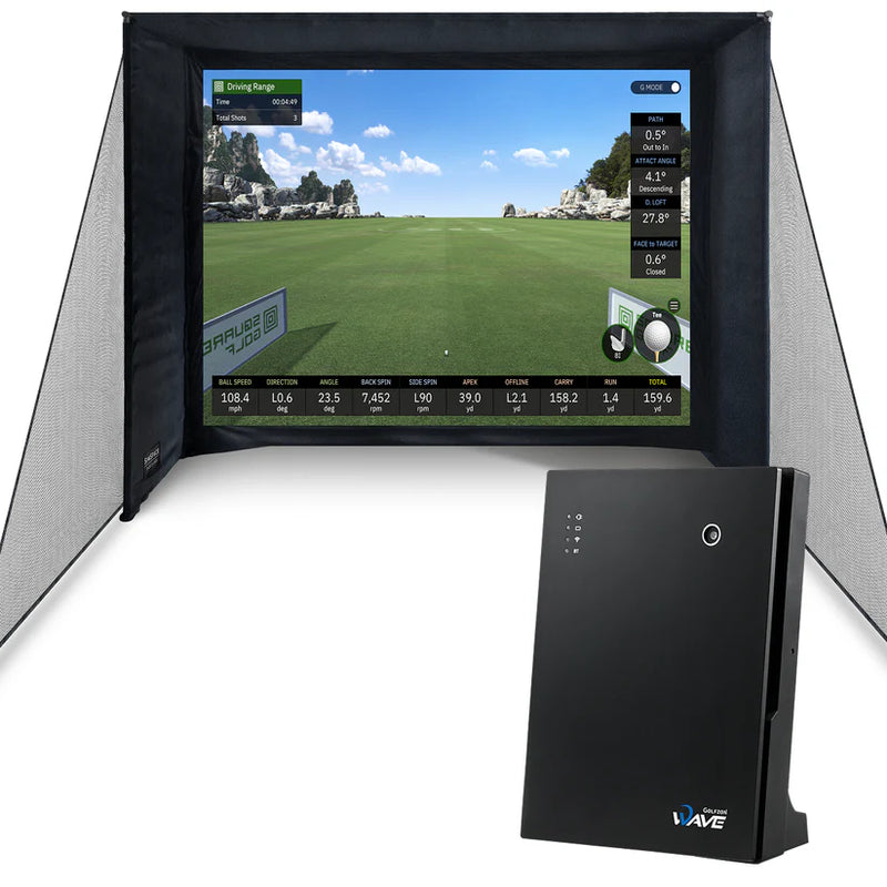 Golfzon WAVE launch monitor technology diagram showing camera and sensor positions