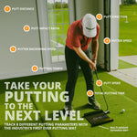 Golfer practising putting on a home golf simulator with Golfzon WAVE tracking