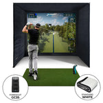 Foresight GC3S launch monitor with SimSpace SIM 2 golf simulator enclosure and tee turf mat