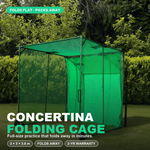 Concertina Folding Golf Cage & Hitting Mat Bundle — folds flat when not in use