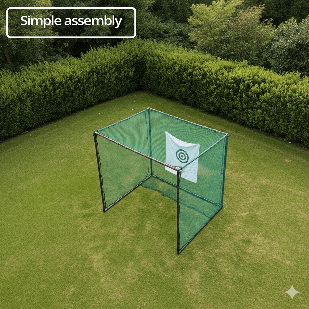 GolfBays Full Swing Golf Practice Driving Net Cage (3m x 3m x 3m) - Open Golfer