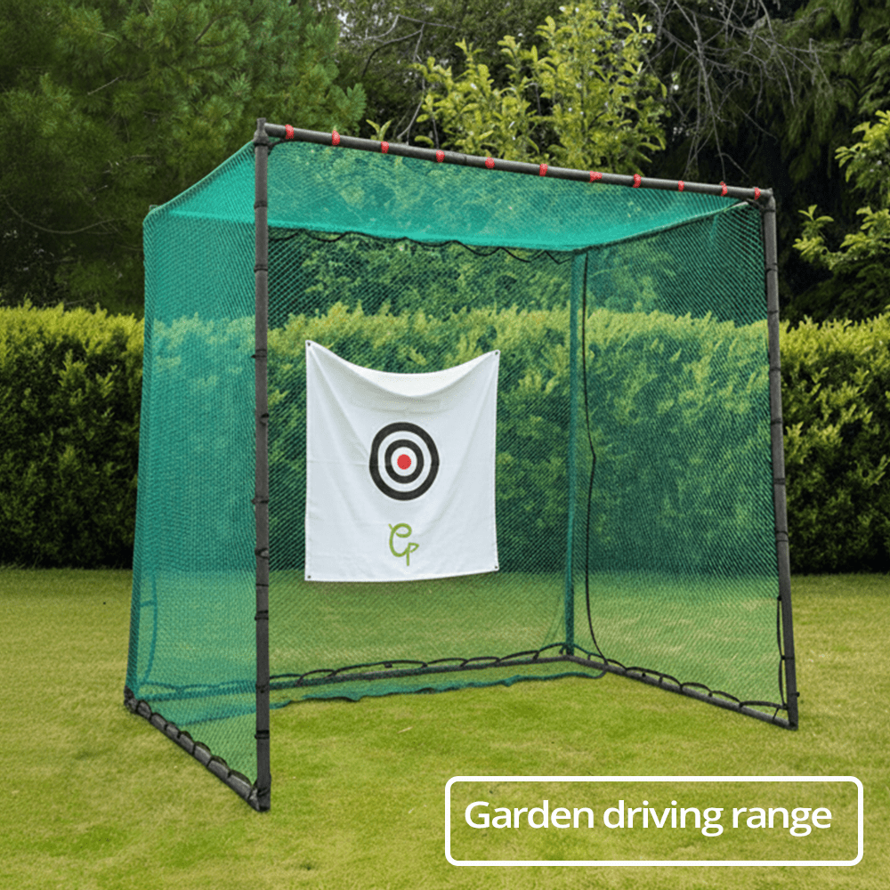 GolfBays Full Swing Golf Practice Driving Net Cage (3m x 3m x 3m) - Open Golfer