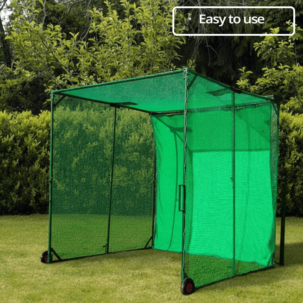 linkscube Foldable - Concertina Golf Cage (3m x 3m x 3.8m) - Open Golfer