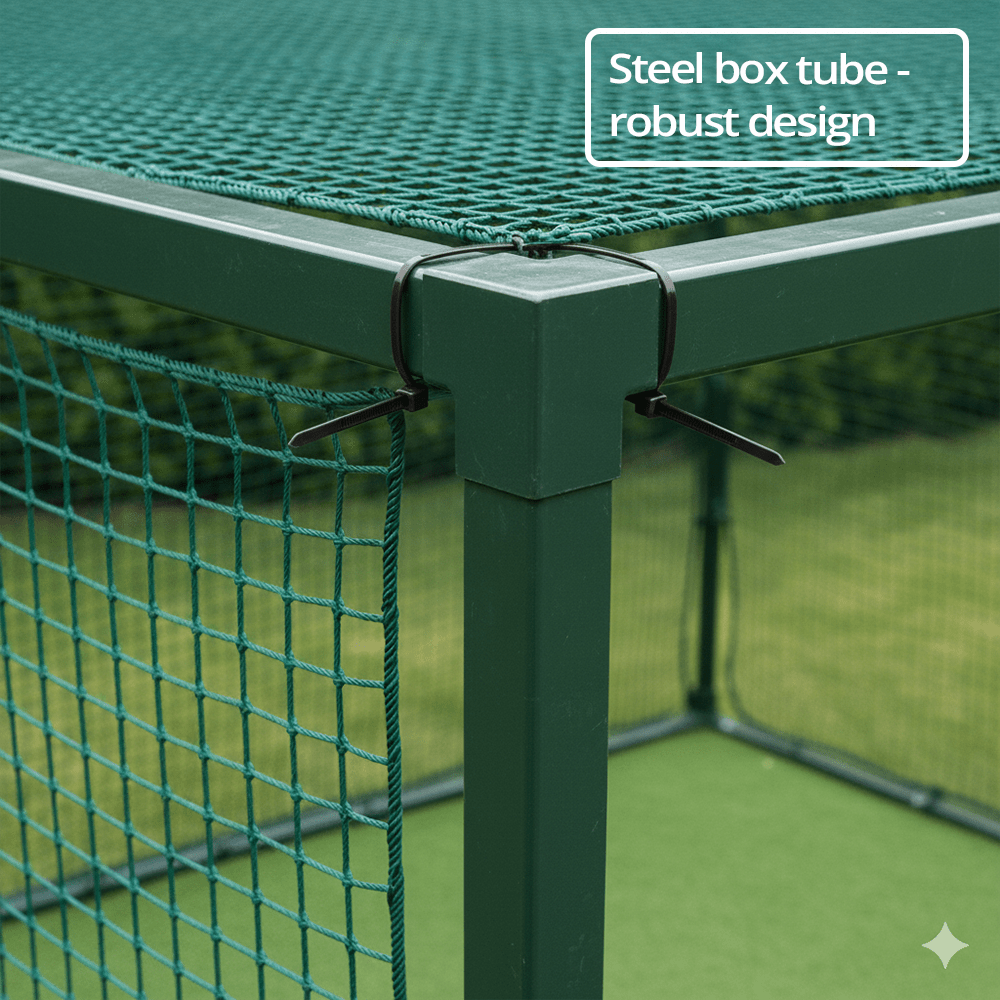 linkscube Max | Golf Cage (3m x 3m) Golf Cage (3m x 3m) Steel Box Tubes Archery Grade Baffle Net - Open Golfer