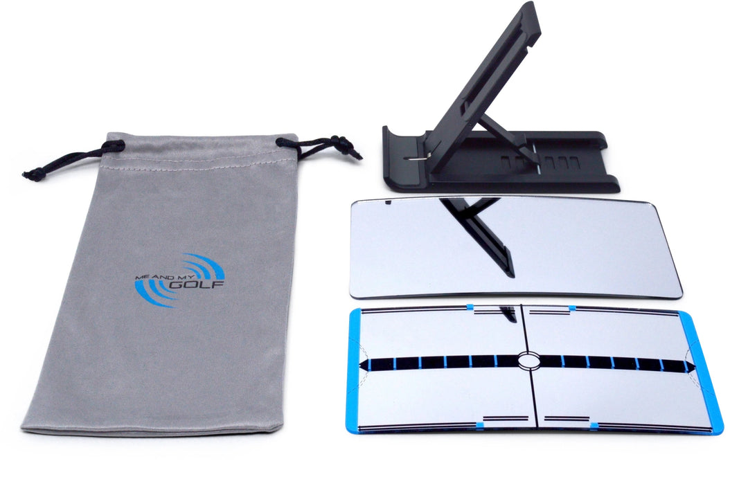 Mini-Max Training Mirror for accurate stance inside indoor golf nets