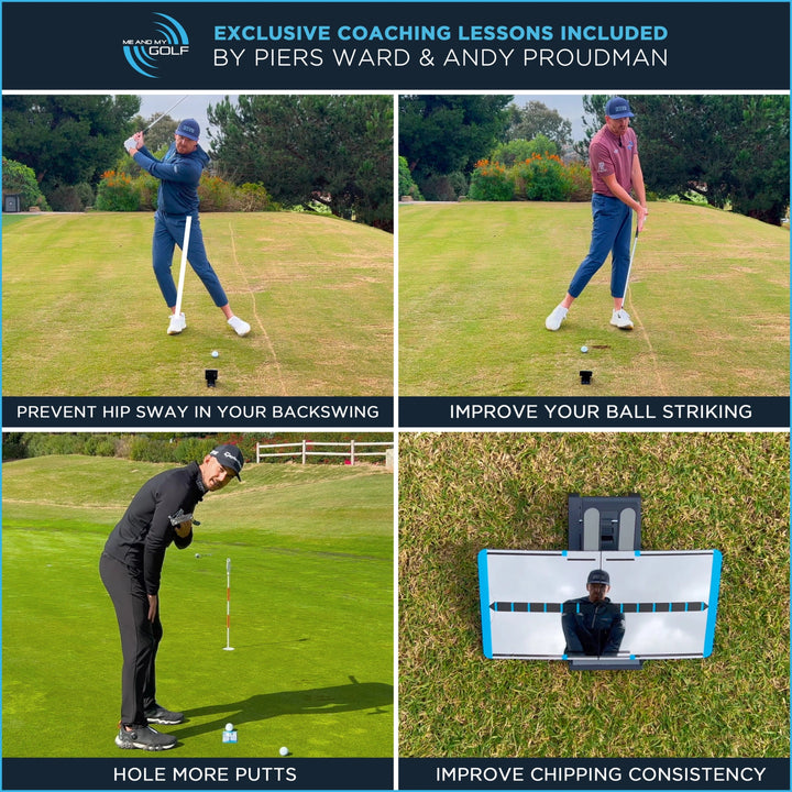 Portable training mirror included in golf net kits for golfers