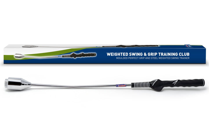 Compact PGA TOUR Training Grip Club designed for use with indoor golf nets