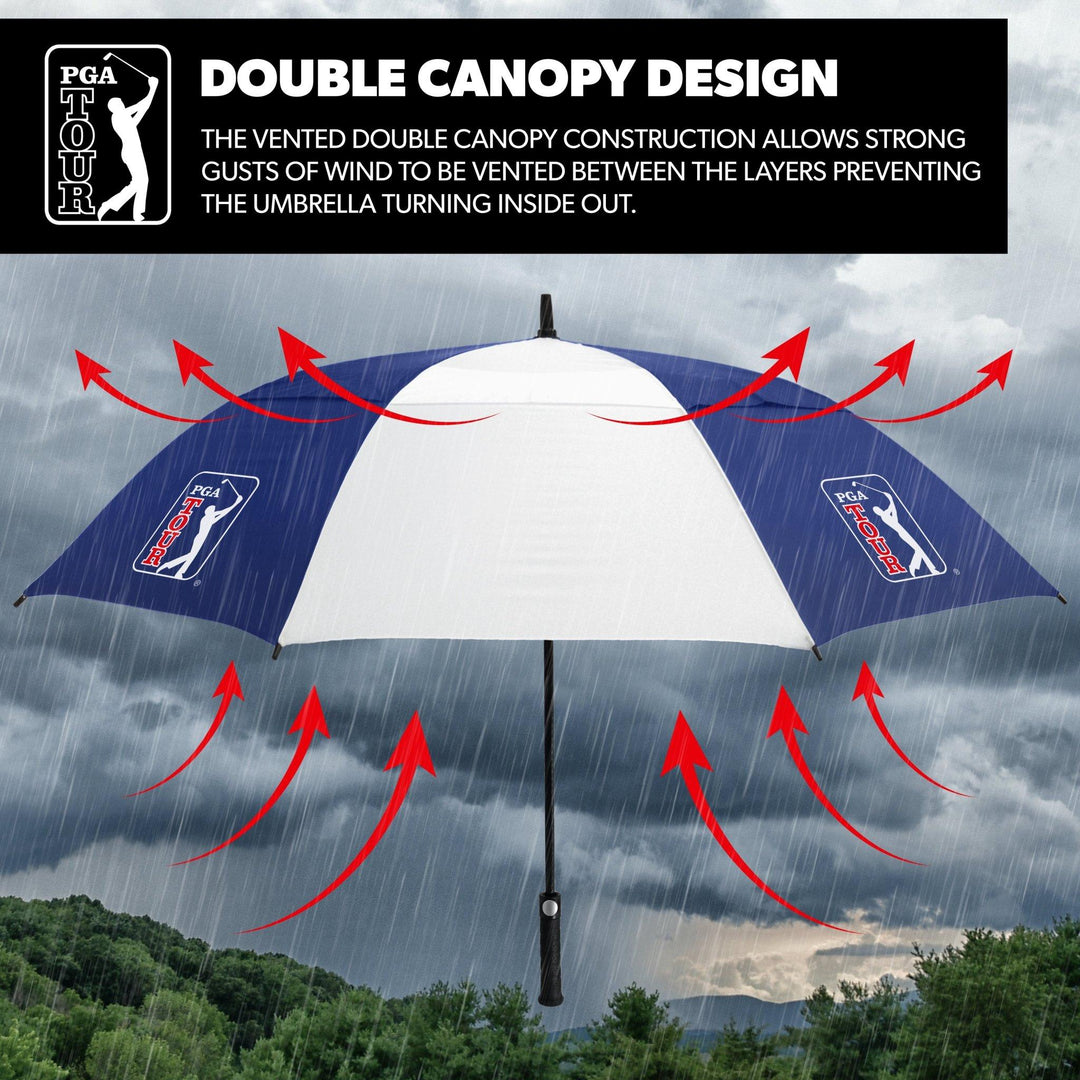 PGA TOUR Windproof Double Canopy Umbrella - Open Golfer