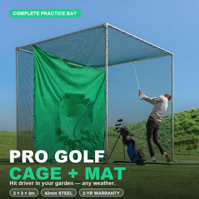 Pro Golf Cage & Hitting Mat Bundle