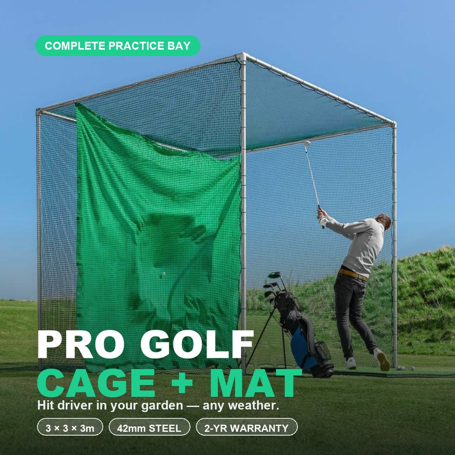 Pro Golf Cage & Hitting Mat Bundle