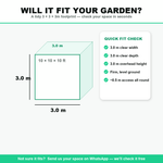 Pro Golf Cage dimensions — 3m x 3m x 3m, will it fit your garden