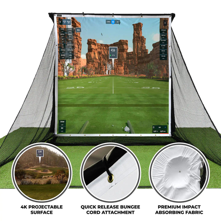 SimSpace Deluxe Home Driving Net Impact Screen & 20 Bungee Cords - Open Golfer