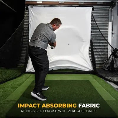 SimSpace Deluxe Home Driving Net Impact Screen & 20 Bungee Cords - Open Golfer
