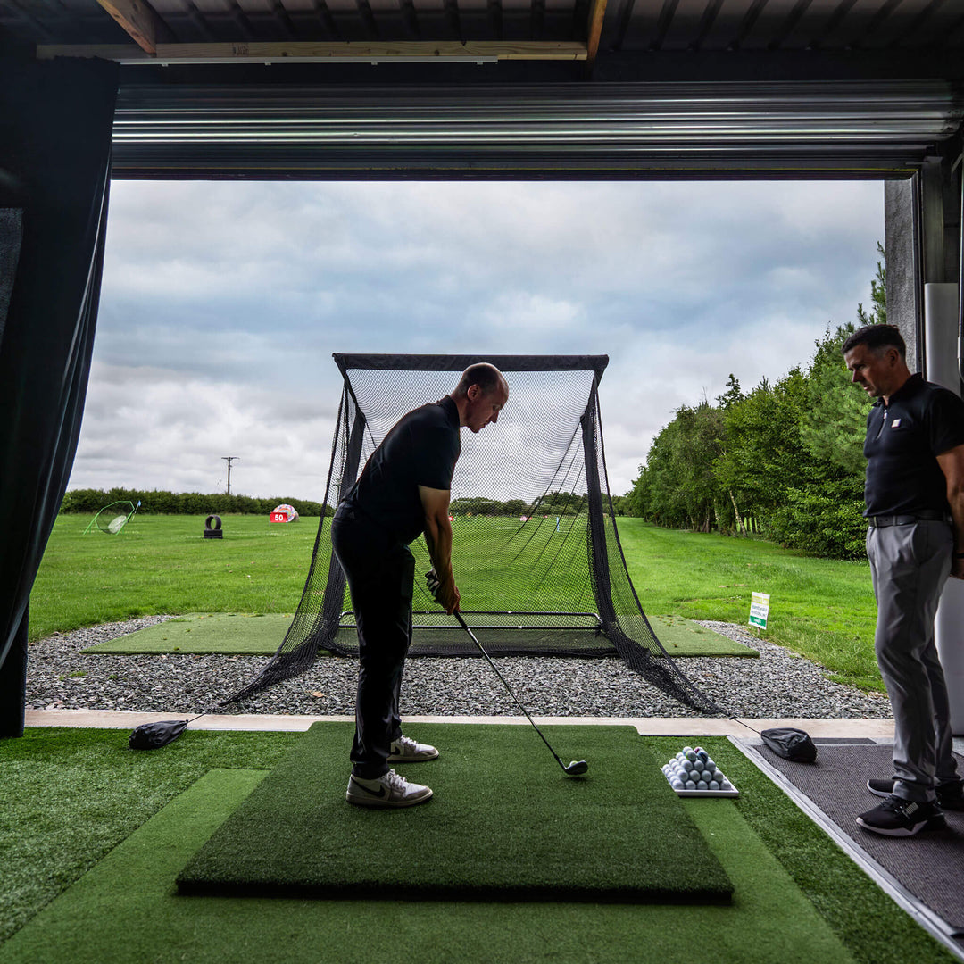 SimSpace Deluxe large golf net at a golf range