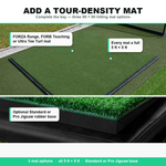 Add a tour-density hitting mat to the Socketed Pro Golf Cage — three 5ft x 5ft options