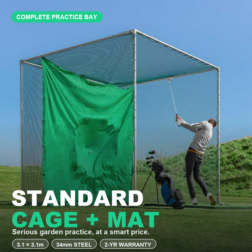 Standard Golf Cage & Hitting Mat Bundle — serious garden practice at a smart price