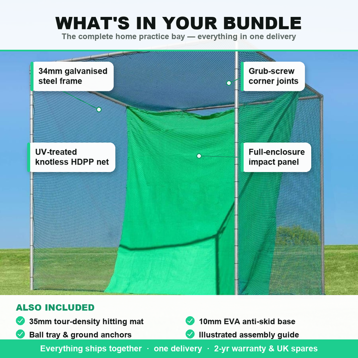 What's included in the Standard Golf Cage bundle