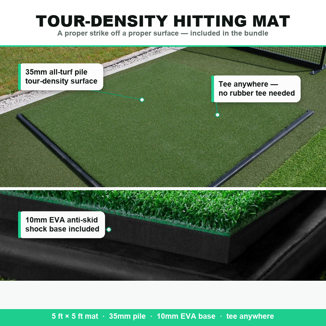 Tour-density hitting mat included with the Standard Golf Cage