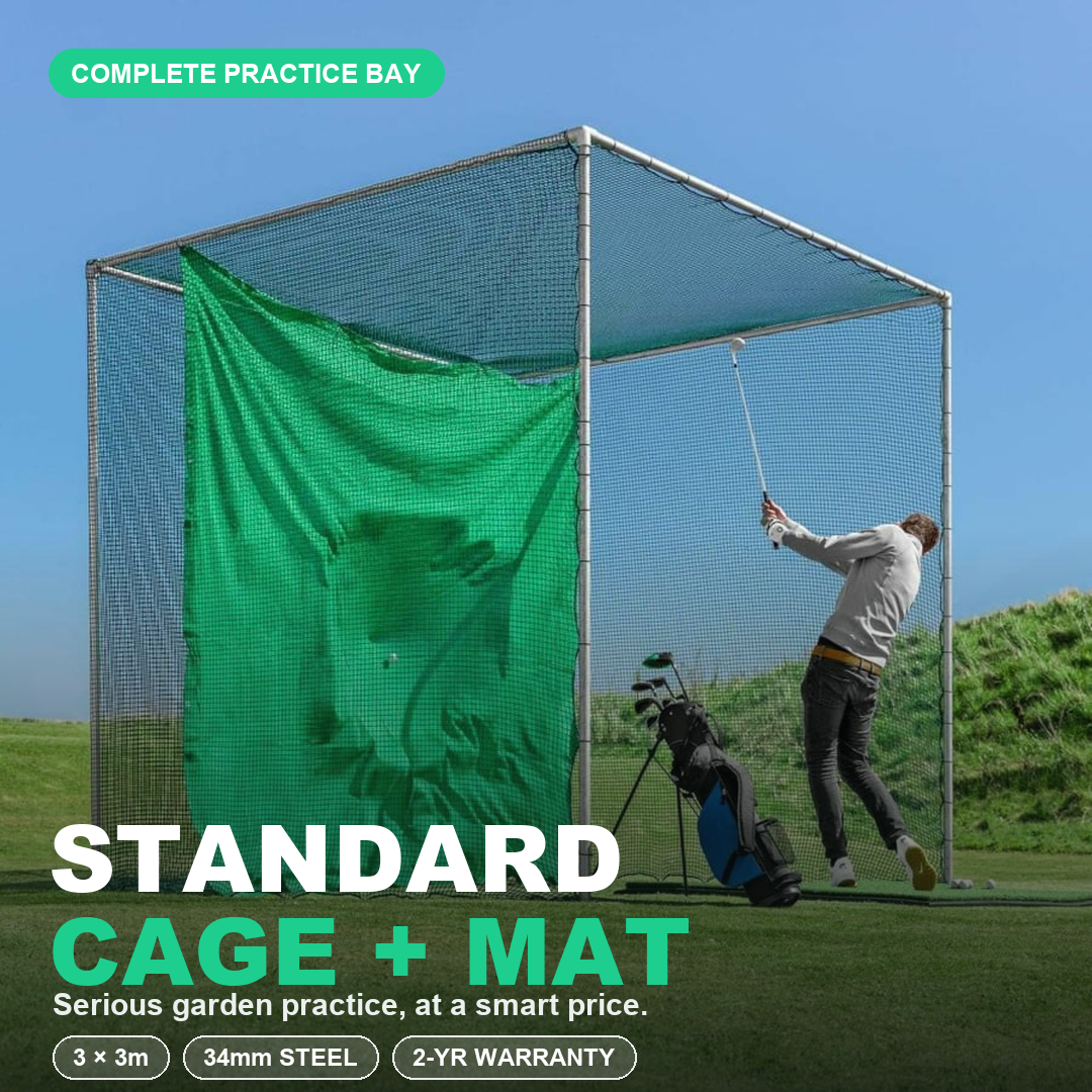 Standard Golf Cage & Hitting Mat Bundle — serious garden practice at a smart price