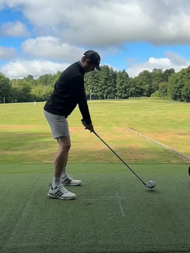 Tom, OpenGolfer's founder, practising with driver